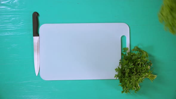 Chef Prepares Greenery for Cutting