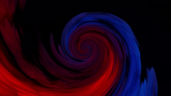 Blended Red and Blue Ink in the Background of Water on a Black Background, While Creating Beautiful