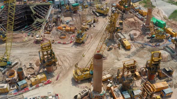 Top down view of construction site in Hong Kong