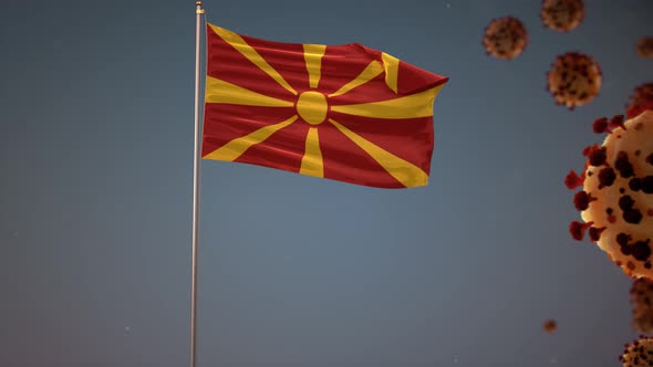 Macedonia Flag With Corona Virus Attack 4K