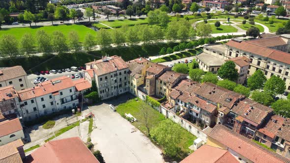 Aerial View of Lucca Cityscape in Spring Season Tuscany  Italy