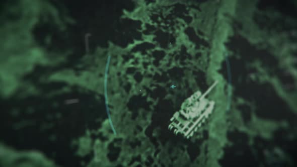 Military Night Vision Surveillance System Tracking Enemy Battle Tank Vehicle alt