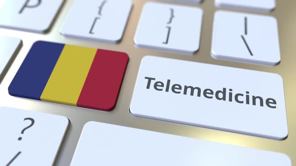 Telemedicine Text and Flag of Romania on the Keyboard alt