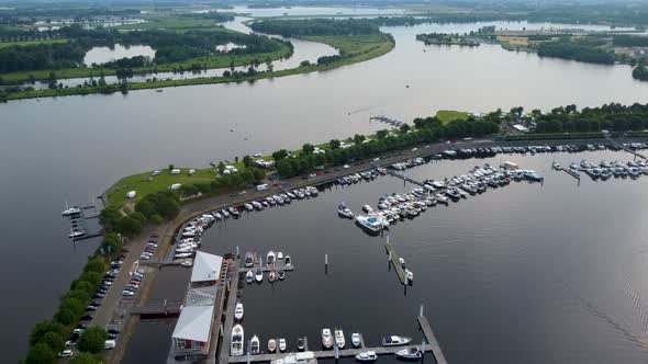 yacht club near a nature reserve fly over