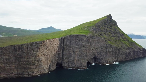 Breathtaking nature. Beautiful rocks of the Faroe Islands in the Atlantic Ocean.