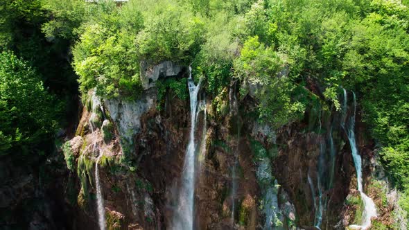 Plitvice croatia national park  aerial view of waterfall scenic natural unpolluted landscape in east