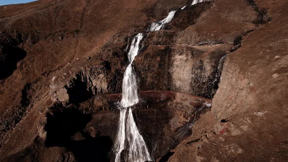 Drone Over Flowing Waterfall of Rjukandafoss