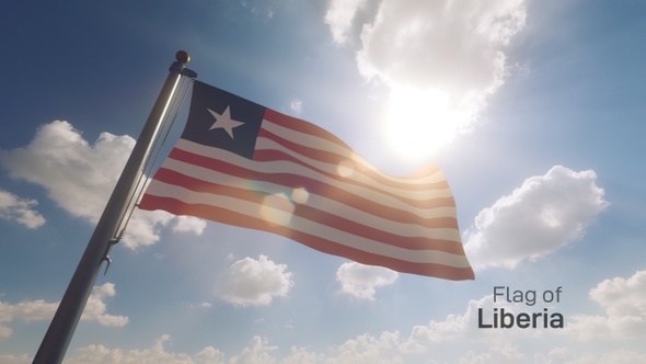 Liberia Flag on a Flagpole V2