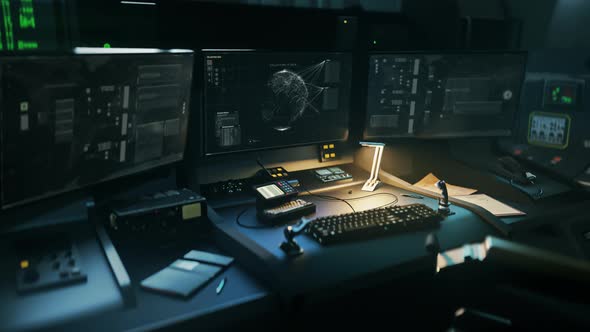 Futuristic spy control software searches for the hacker ip on a digital map alt