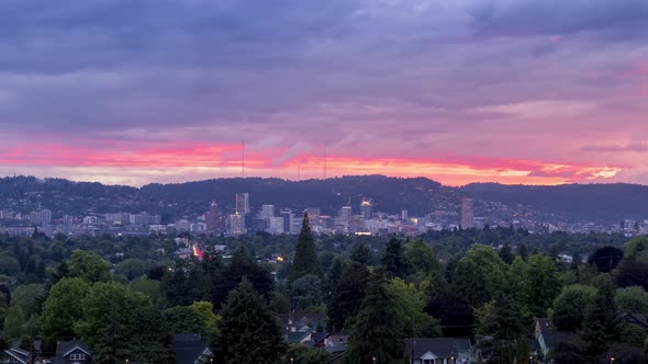 Timelapse of a colorful sunset in Portland Oregon