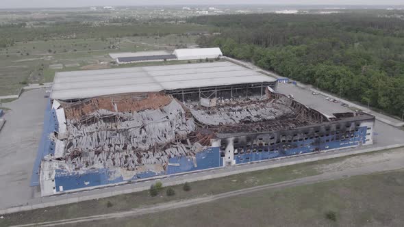 Bucha Ukraine  Warehouse Destroyed By War