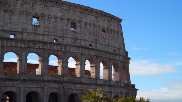 Colosseum in Rome against the blue sky