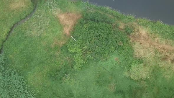 River Otter aerial view. Beautiful marshlands landscape. United Kingdom.