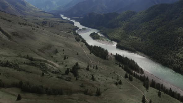 River Katun between mountains of Ak-Kem valley in Altai