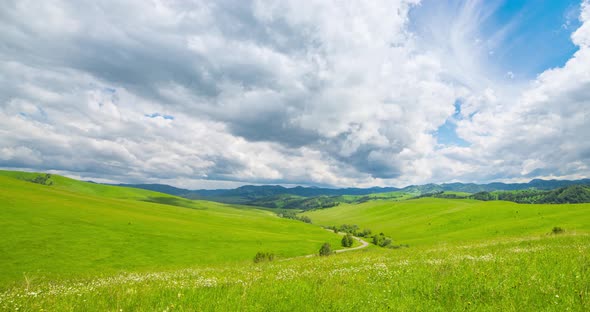 Mountain Meadow Timelapse at the Summer or Autumn Time