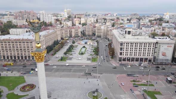 Kyiv, Ukraine in Autumn : Independence Square, Maidan. Aerial View