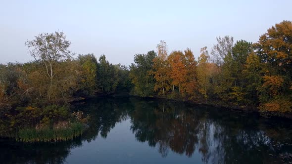 Forest Lake In Autumn