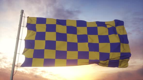 Surrey Flag England Waving in the Wind Sky and Sun Background