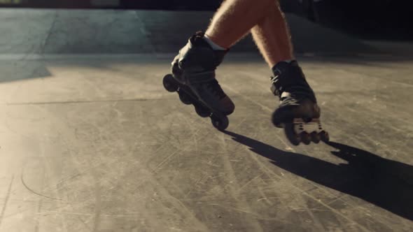 Progressive Teenager Skating Professionally at Sunset in Urban Skate Park