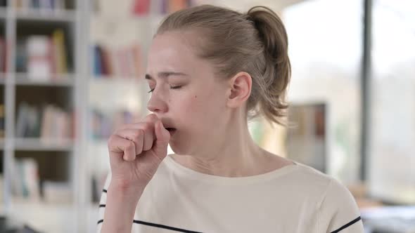 Portrait of Sick Young Woman Coughing, Viral