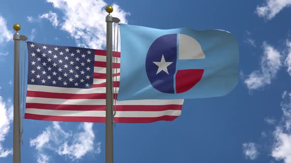 Usa Flag Vs Collin County Flag Texas  On Flagpole