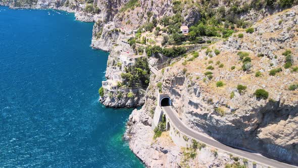 Amazing Aerial View of Beautiful Amalfi Coast in Summer Season Italy