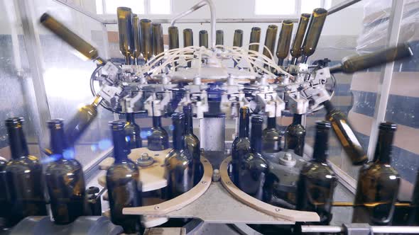 Wine Bottling Conveyor at a Modern Factory