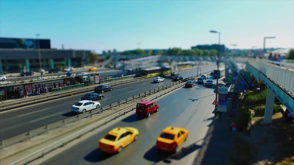 Time lapse Car traffic on a wide road, transportation and infrastructure development in urban city w