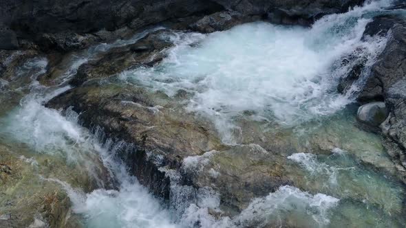 Huge River Rushing Over Volcanic Rocks