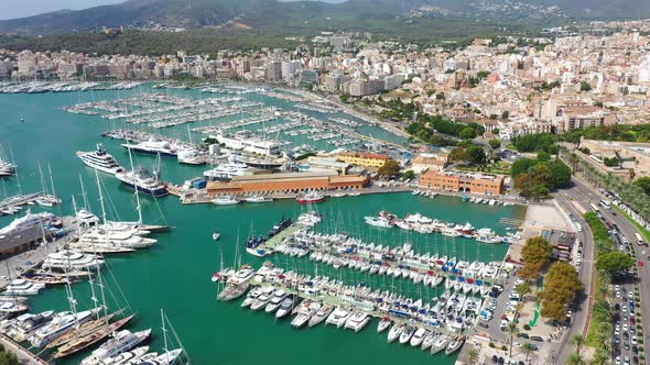 Aerial Drone Video Footage of Marina Palma De Mallorca