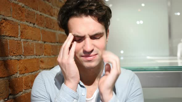 Tension, Frustrated Man having Headache