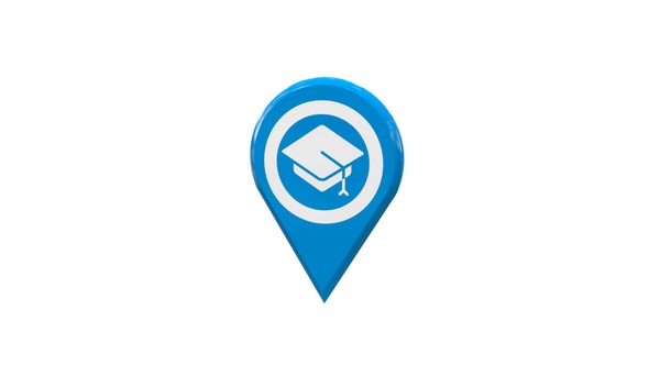 University 3D Map Location Pin Light Blue V9 alt