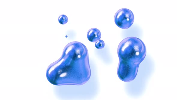 Amasing Abstract Background of Metaballs As If Glass Drops or Spheres Filled with Blue Sparkles