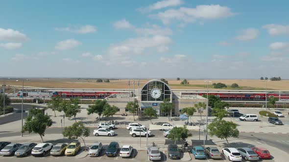 Train Entering To a Station At Netivot City At Israel State