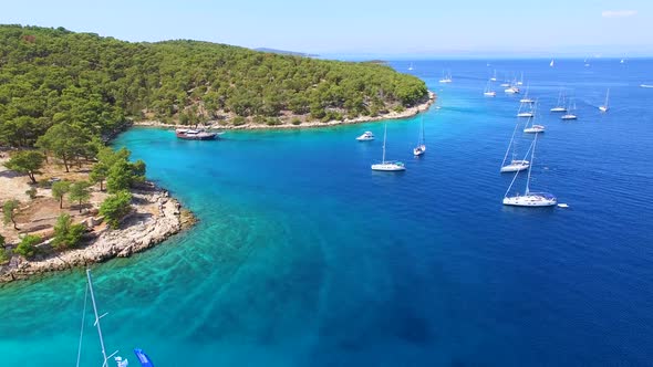 Aerial view of boats in sea