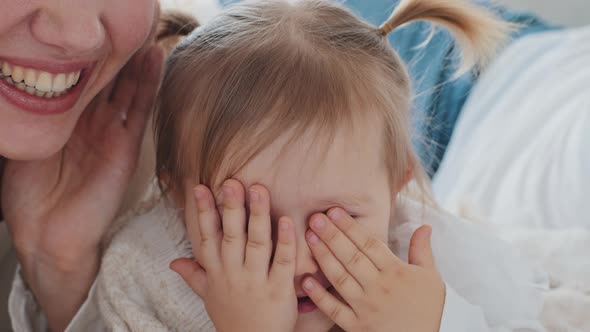 Closeup Happy Face of Child Portrait of Little Cute Girl Infant Toddler Small Kid Baby Daughter