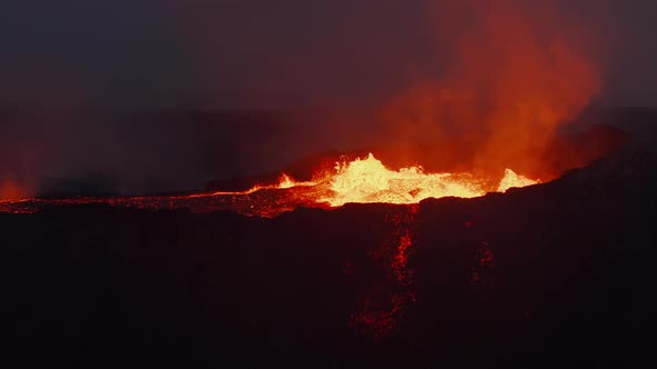 Closeup View of Top of Active Volcano