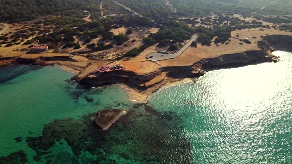 Cala Comte beach in Ibiza, Spain