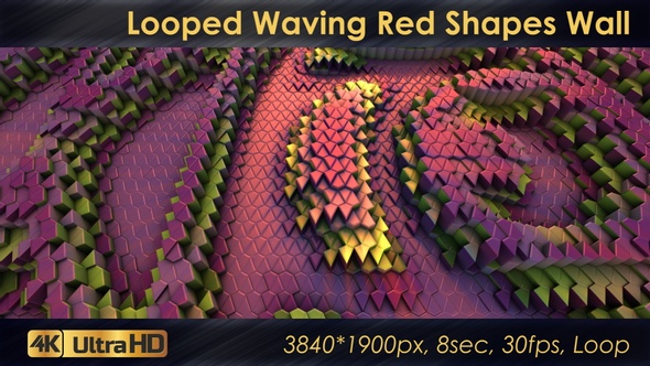 Looped Waving Red Shapes Wall