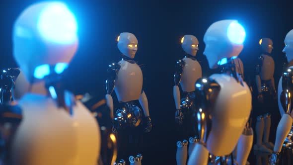An Endless Corridor of Robots Facing Each Other