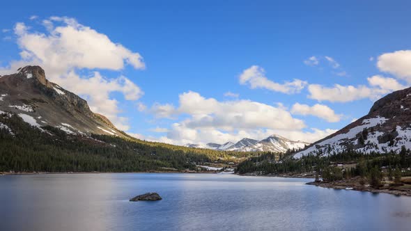 Time Lapse of the clouds above a mountain lake