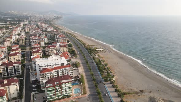 Aerial View Alanya Turkey  Resort Town Seashore