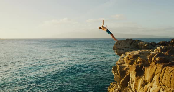 Backflip Cliff Jumping into the Ocean