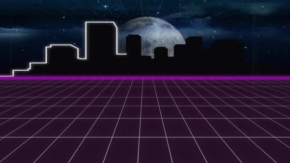 Animation of cityscape at night alt