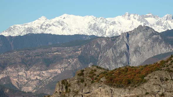 Mountain Silhouette with All Seasons