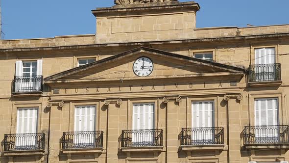 Facade of Royal Academy of Basque Language in Bilbao, science and education