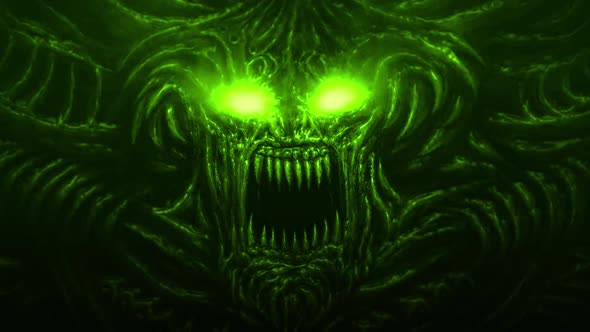 Evil Screaming Demon Green