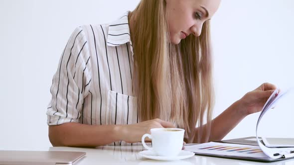 Blonde Business Woman Working at Modern Office