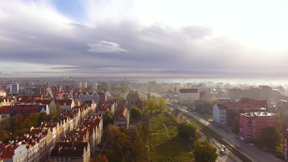 The old town of Gdansk, top view