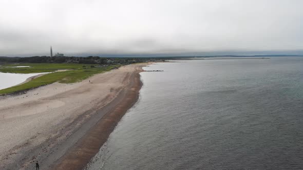 Cape Cod Aerial Drone Low Angle Footage of Town Neck Beach in Sandwich MA.